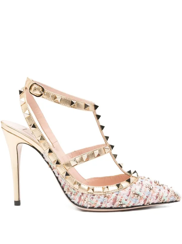 Rockstud Tweed Slingback Pumps - Valentino Garavani