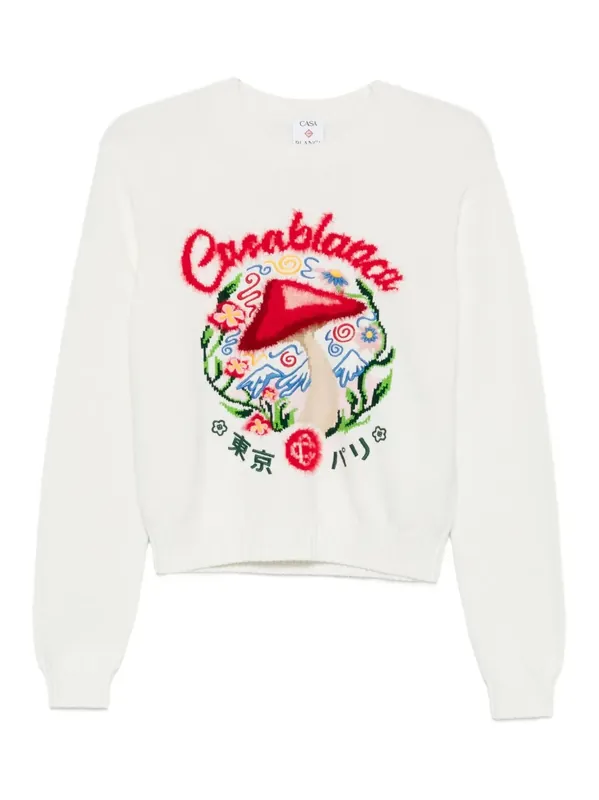 Crewneck Sweater With Mushroom Embroidery - Casablanca