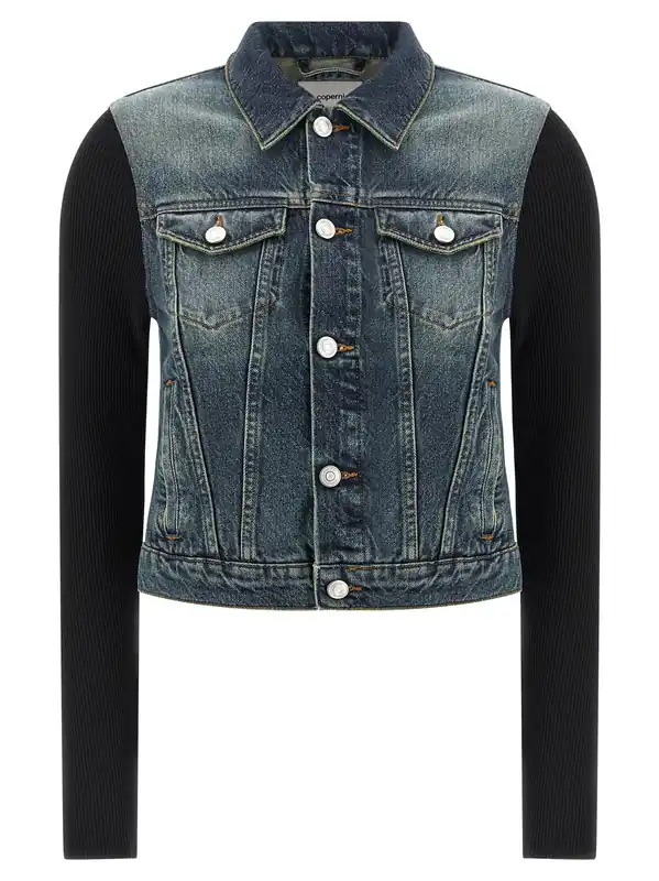 Hybrid Rib Denim Puffer Jackets Blue - Coperni