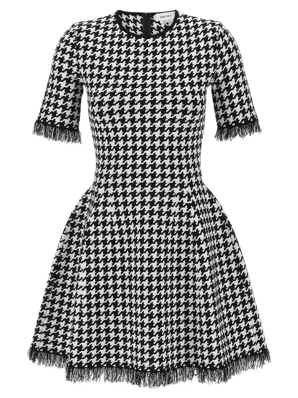 Houndstooth Dress Dresses White/Black - Alexander McQueen