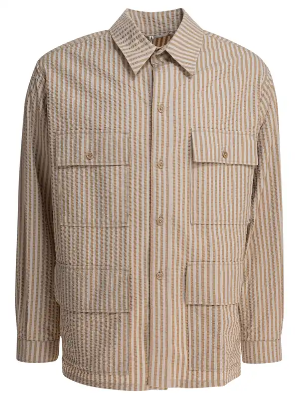 Striped Overshirt Jacket Jackets And Coats Beige - Kaptain Sunshine