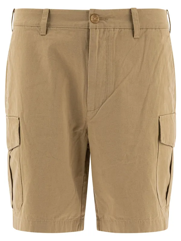 Cotton And Linen Cargo Shorts Beige - Vince