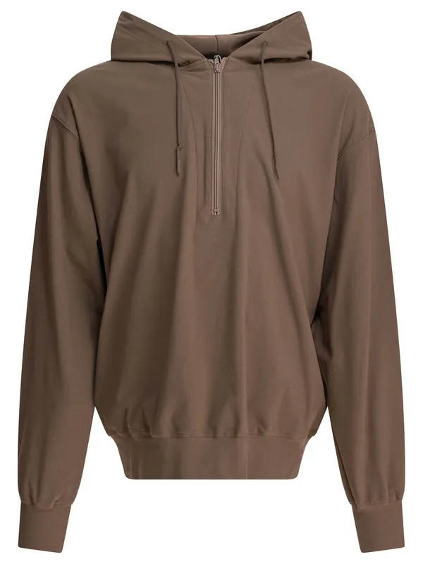 Half Zipper Hoodie Sweatshirts Beige - Daiwa Pier 39