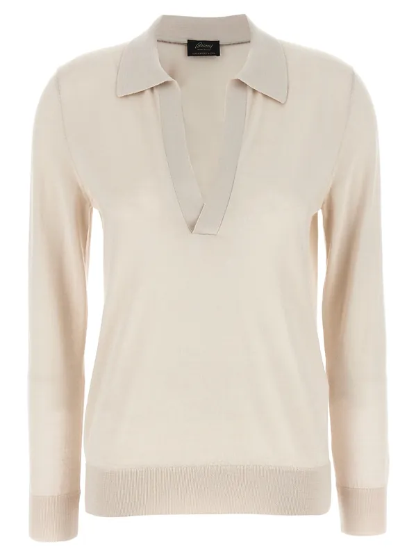 Cashmere And Silk Shirt Polo Beige - Brioni