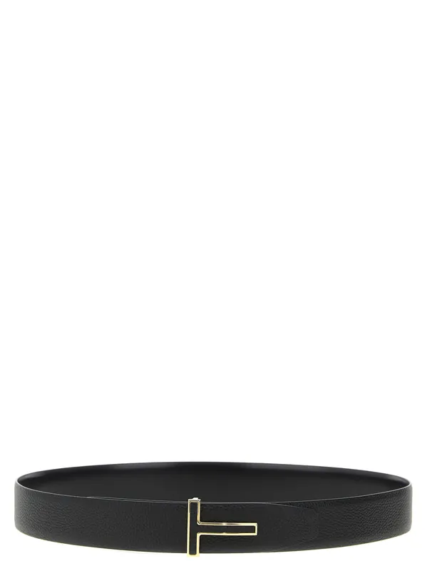 Logo Buckle Reversible Belt Belts Black - Tom Ford