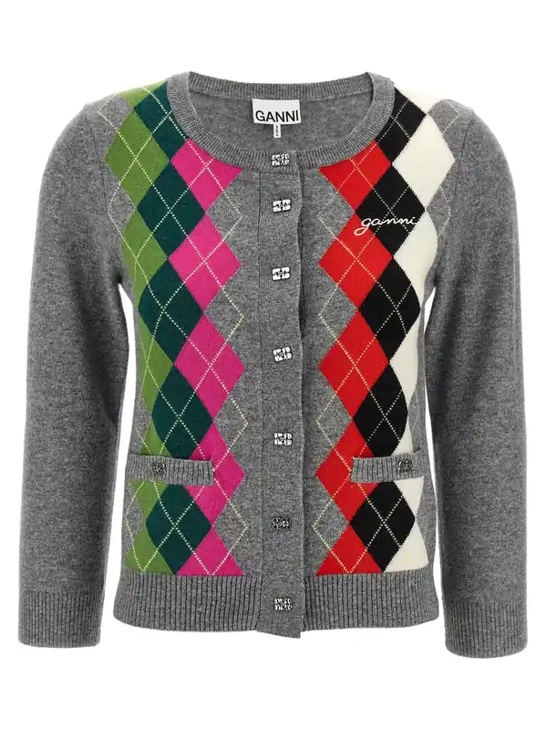 Grey Check Sweaters And Cardigans Gray - Ganni