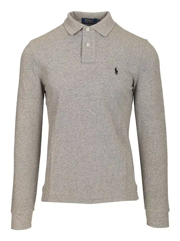 Long-Sleeved Polo Shirt Grey