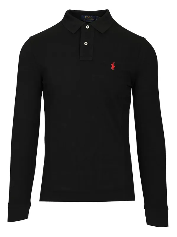 Long-Sleeved Polo Shirt Black