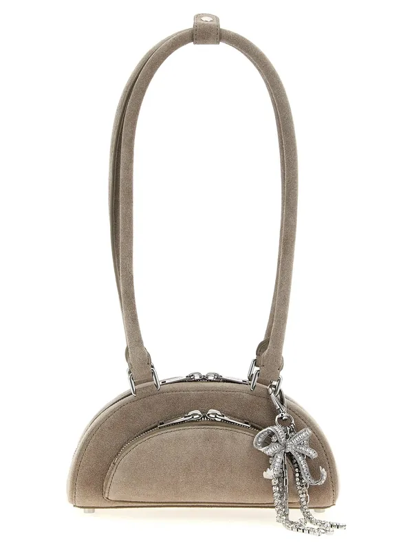 Suede Mini With Charm Shoulder Bags Gray - Self-Portrait