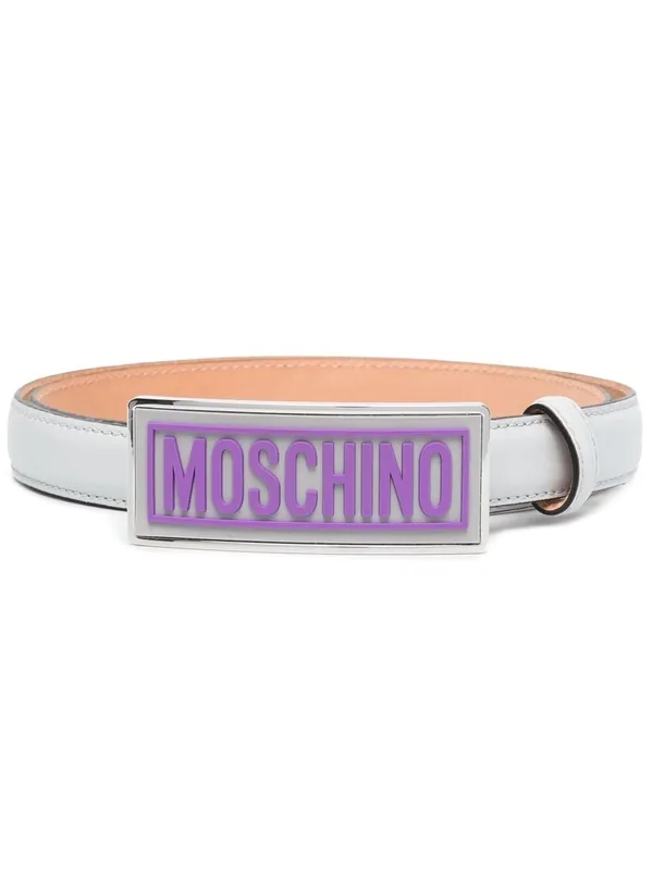 Belt With Enameled Buckle - Moschino