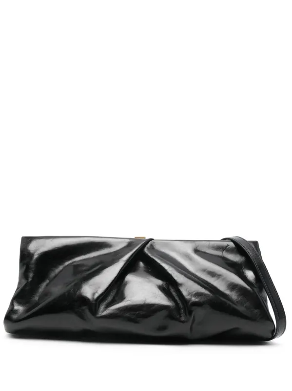 Large Leather Clutch Bag, With Detachable Adjustable Shoulder Strap. - Dries Van Noten