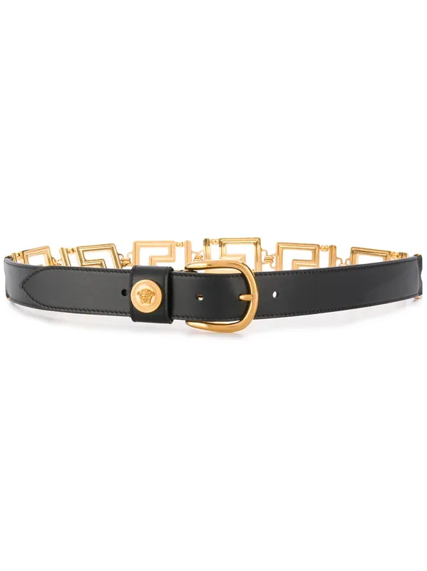 Belt With Greek Key Buckle - Versace