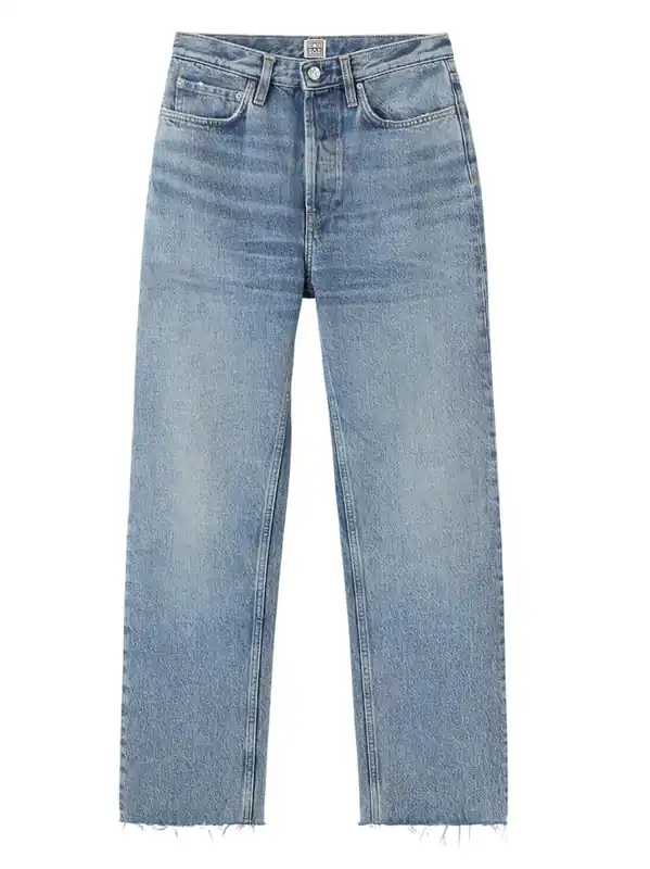 Distressed Blue Classic Cut Denim - Toteme