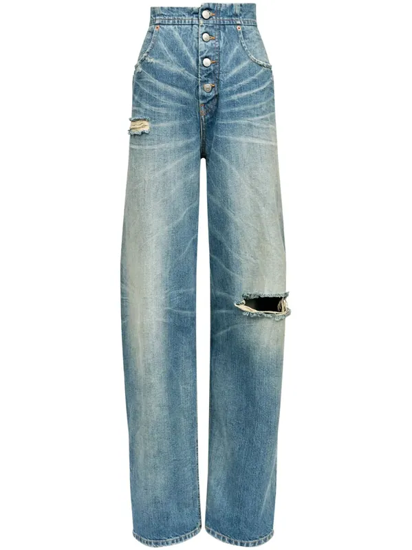 Straight Jeans With A Worn Effect - MM6 Maison Margiela