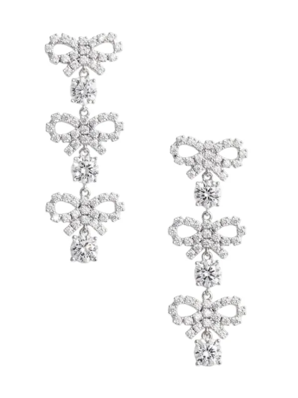 Crystal Micro Bow Tiered Earrings - Self-Portrait