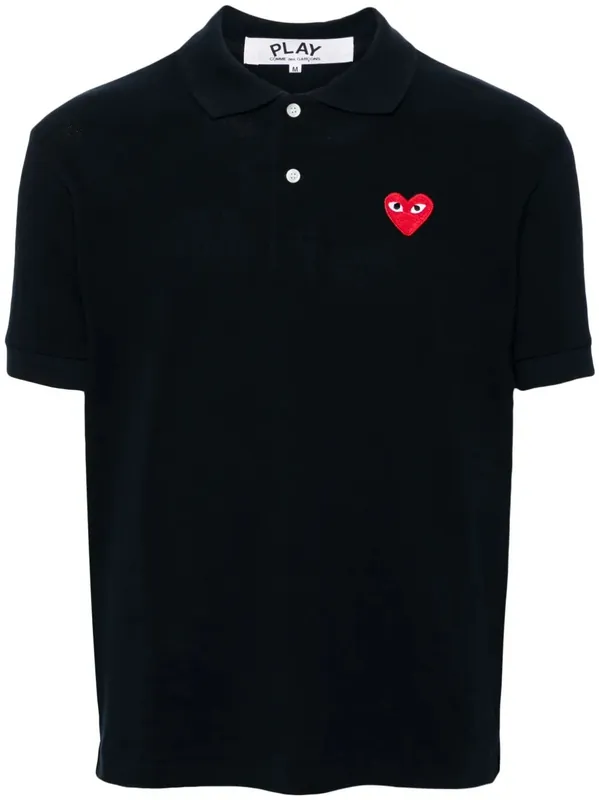 Red Heart Cotton Polo Shirt - Comme Des Garçon