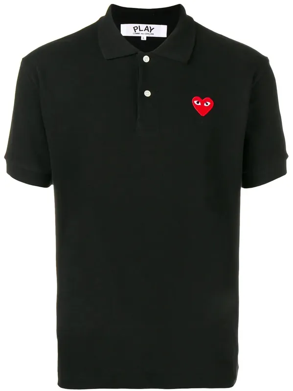 Red Heart Cotton Polo Shirt - Comme Des Garçon