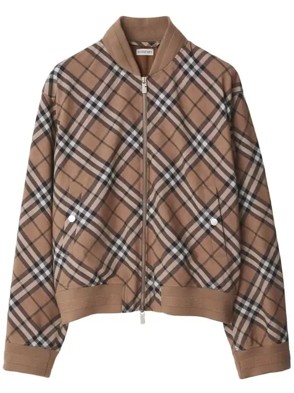 Check Wool Blend Harrington Jacket - Burberry London England