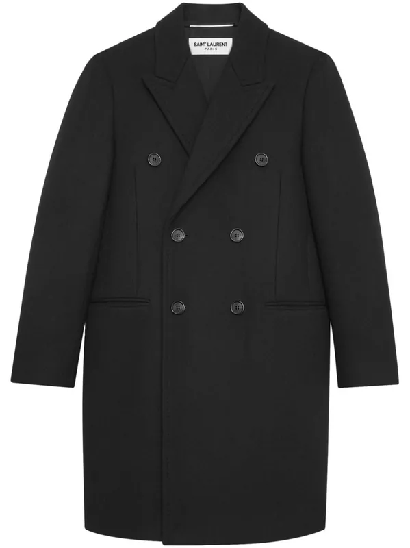 Double Breasted Wool Coat - Saint Laurent