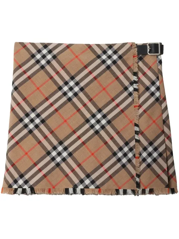 Check Wool Blend Mini Skirt - Burberry London England
