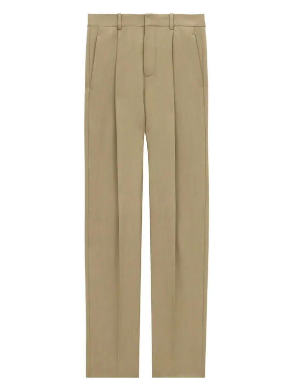Wool Gabardine High-Waisted Carrot Trousers
