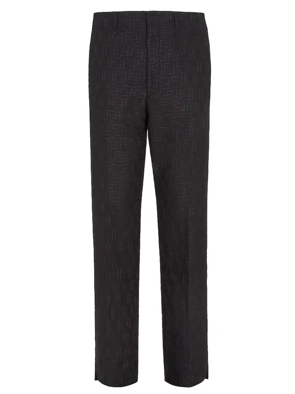 Linen Ff Jacquard Trousers - Fendi