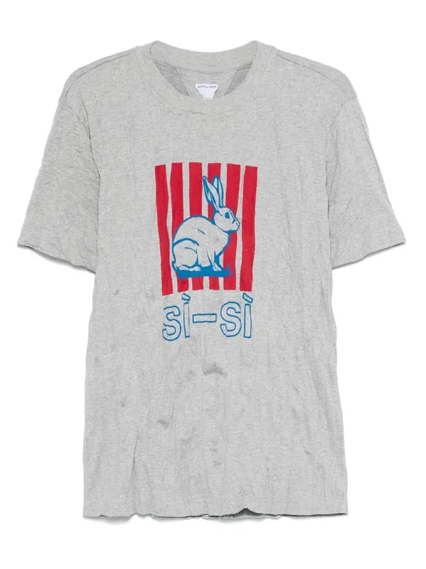 Graphic Rabbit-Print Crushed Cotton Jersey T-Shirt