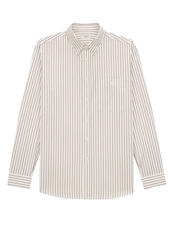 Cassandre Shirt In Striped Cotton Poplin - Saint Laurent
