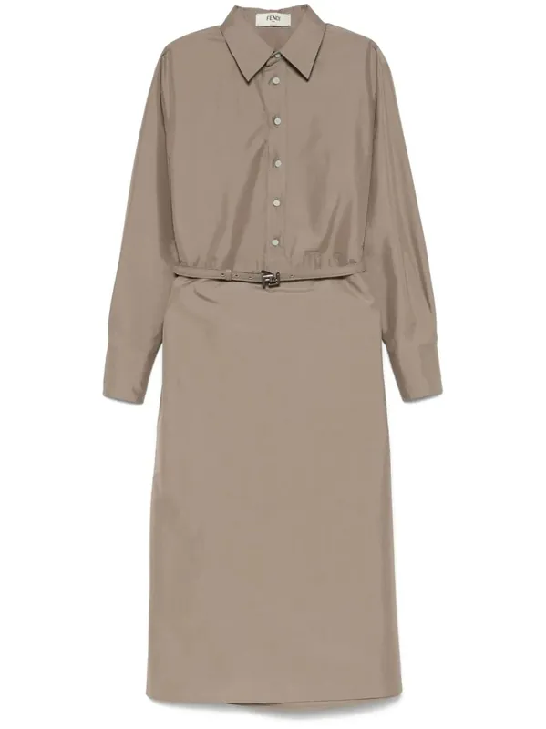 Poplin Belted Shirt Dress - Fendi