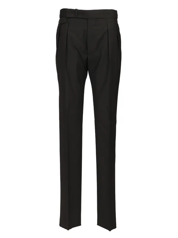 Pantalone Tagliatore Pinces Taschino Cinturino 99 Lana 1 Elastan Trousers Black