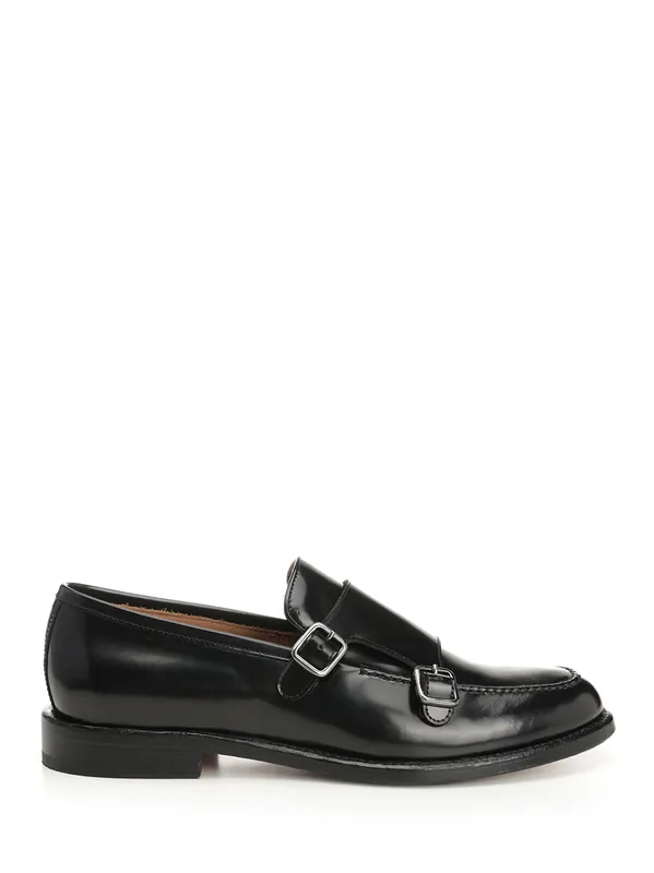 Double Buckle Moccasin Loafers Black - Corvari