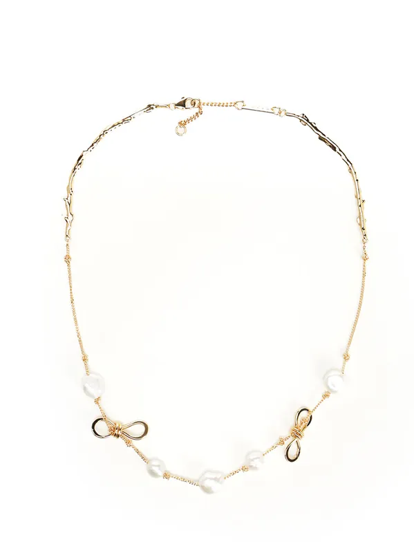 Necklace With Knots And Pearls Jewelry Gold - Marni