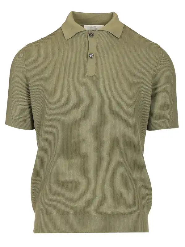 Ribbed Polo Shirt Green - Mauro Ottaviani