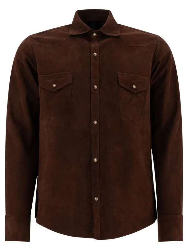 Suede Overshirt Jacket Jackets And Coats Brown - Tagliatore