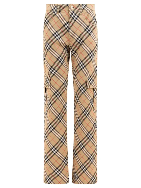 Check Trousers Beige - Burberry