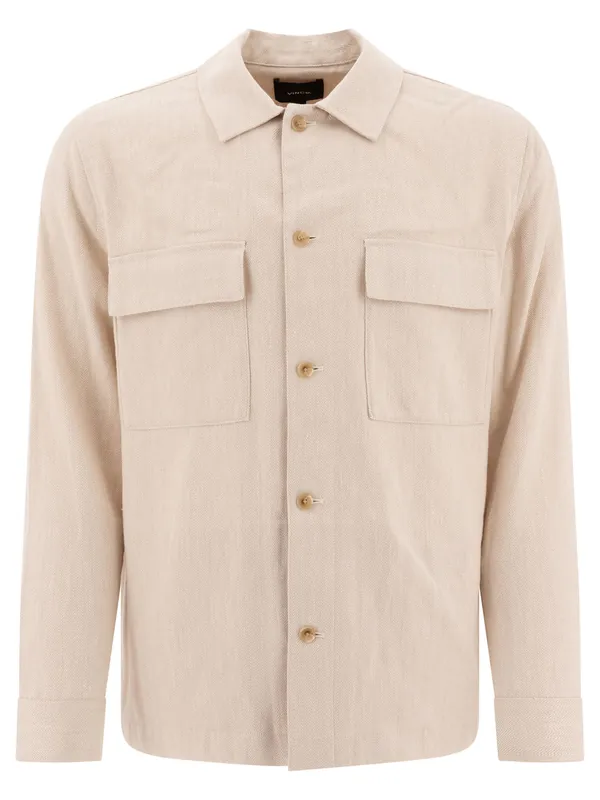 Linen Overshirt Jackets And Coats Beige - Vince