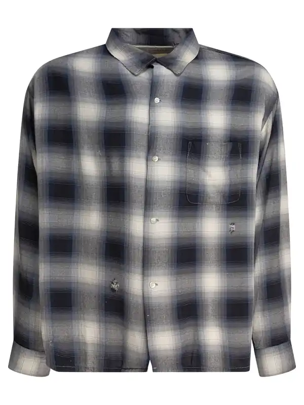 Rayon Check Shirt Shirts Blue - ©Saint M××××××