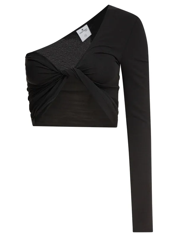One-Shoulder Crop-Top Tops Black