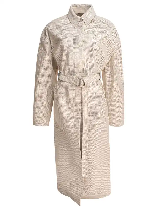 Trench Coat With Leather Belt Jackets And Coats Beige - Max Mara