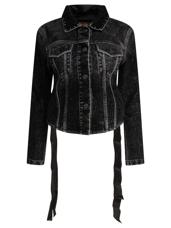 Denim Jacket With Laces Jackets And Coats Black - Balenciaga