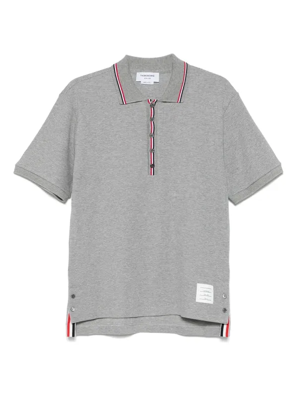 Cotton Polo With Logo Embroidery - Thom Browne