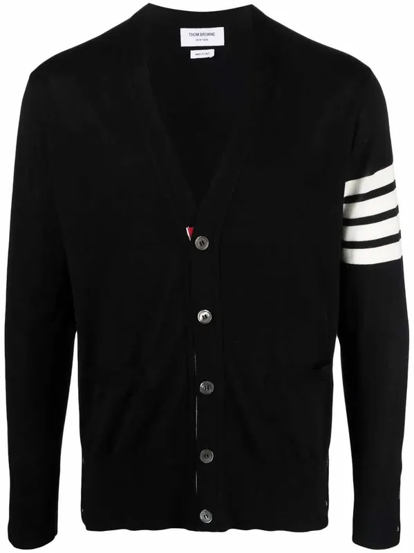 Cardigan With 4 Stripe Detail - Thom Browne