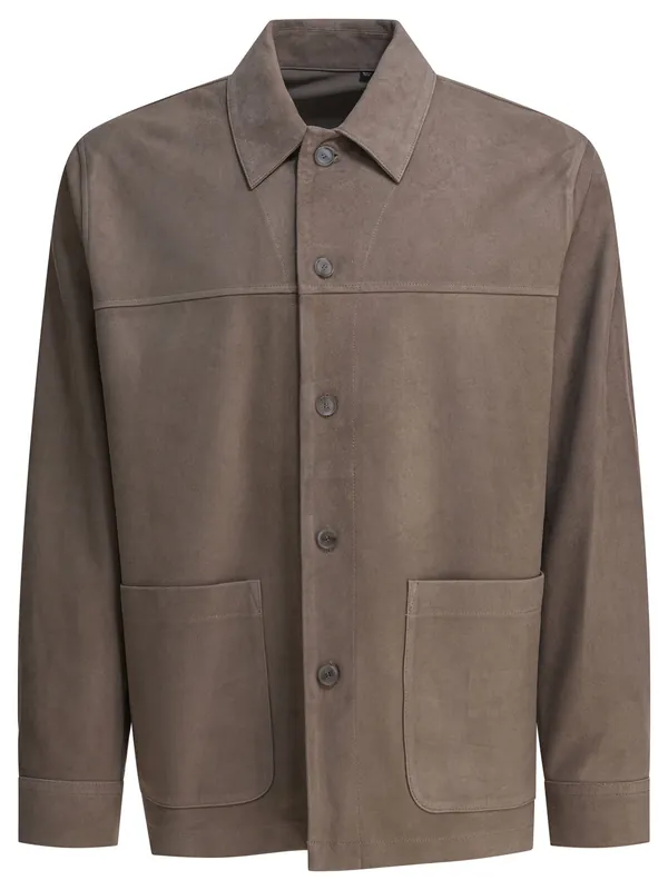 Suede Leather Jacket Jackets And Coats Grey - Vince