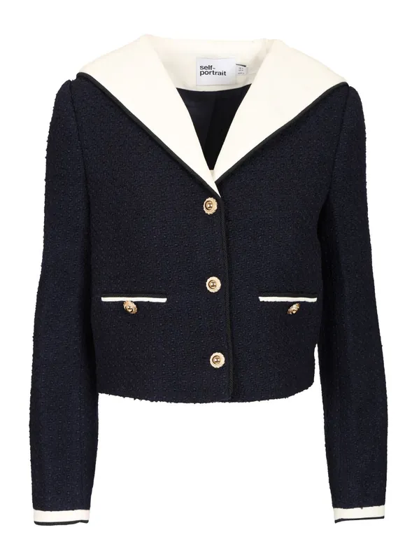 Bouclé Jacket Jackets Blue - Self-Portrait