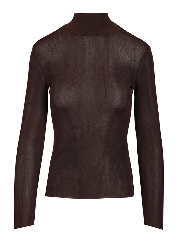 Viscose Sweater Knitwear Brown - Self-Portrait