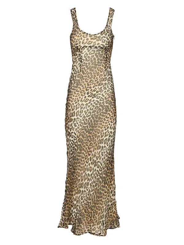 Long Leopard Dress Dresses Animalier - Ganni