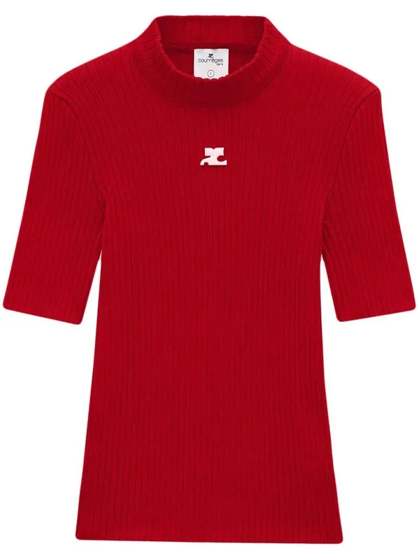 Reedition Short Sleeves Ribbed Knitted Sweater - Courrèges