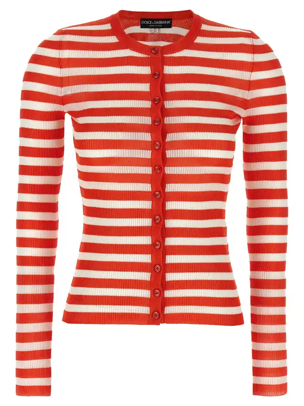 Striped Viscose Cardigan Sweaters And Cardigans Orange - Dolce & Gabbana