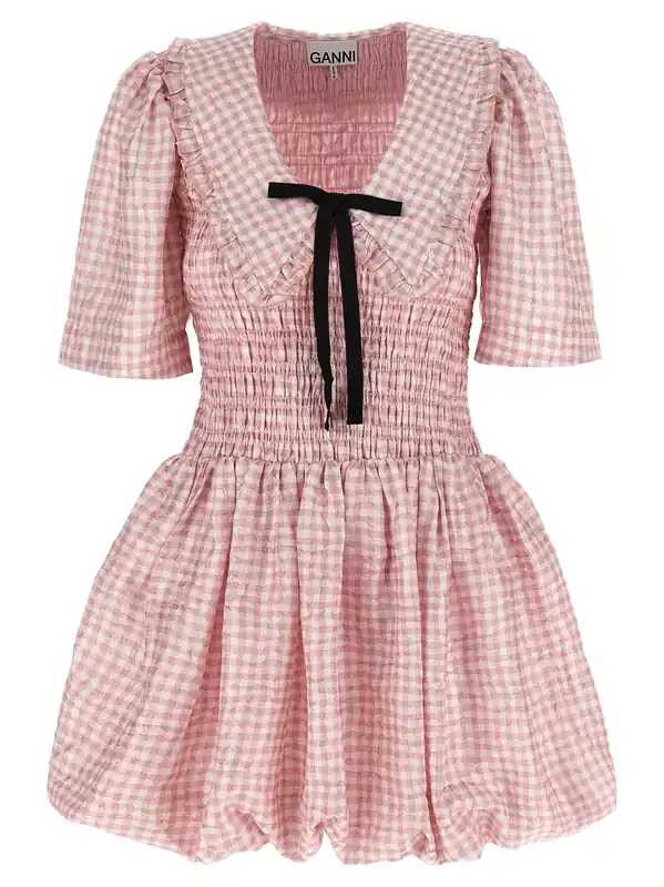 Pink Check Dresses Pink - Ganni