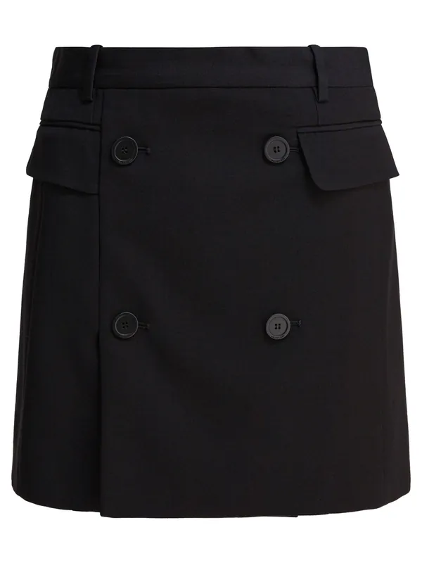 Viscose And Wool Twill Miniskirt Skirts Black - Balenciaga